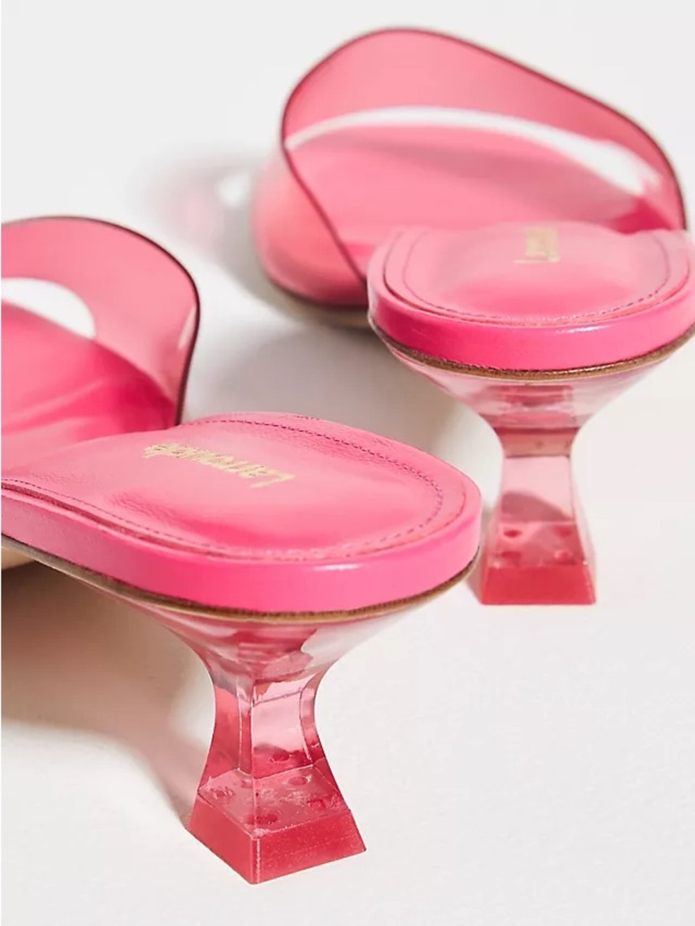 NWOT - Larroude Vivi Hot Pink Leather & Vinyl Sandals - Picture 4 of 6